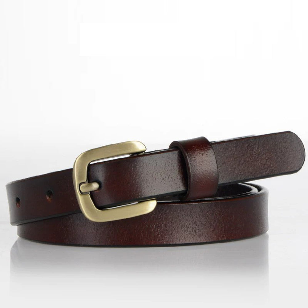 Leather Gold Pin Buckle Belt