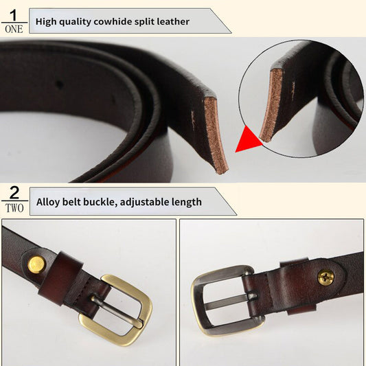 Leather Gold Pin Buckle Belt