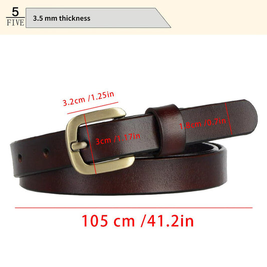 Leather Gold Pin Buckle Belt