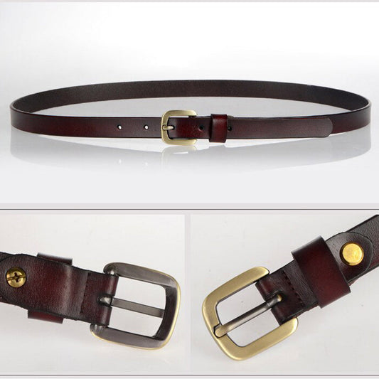 Leather Gold Pin Buckle Belt
