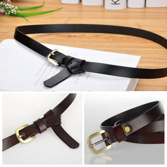 Leather Gold Pin Buckle Belt