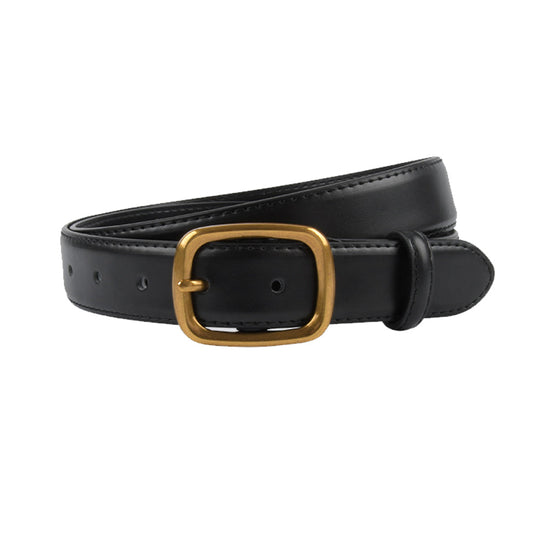 Leather Belt with Gold Buckle