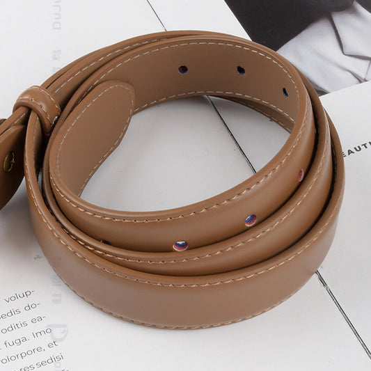 Leather Belt with Gold Buckle
