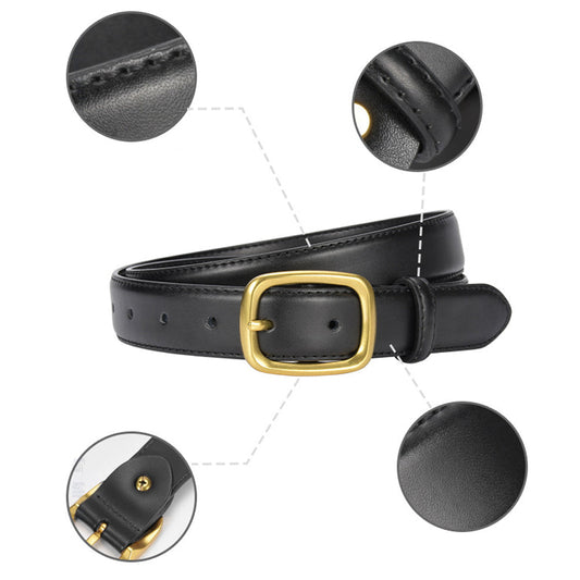 Leather Belt with Gold Buckle