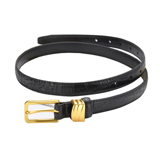 Crocodile pattern pin buckle thin belt jeans belt