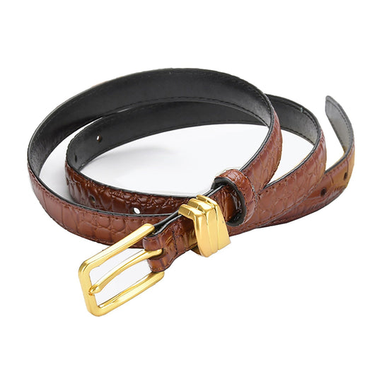 Crocodile pattern pin buckle thin belt jeans belt