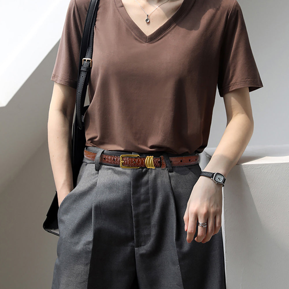 Crocodile pattern pin buckle thin belt jeans belt