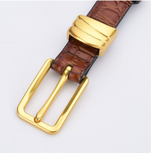 Crocodile pattern pin buckle thin belt jeans belt