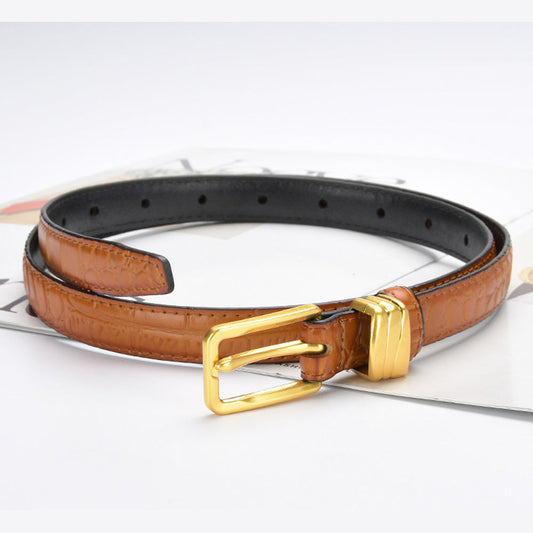 Crocodile pattern pin buckle thin belt jeans belt