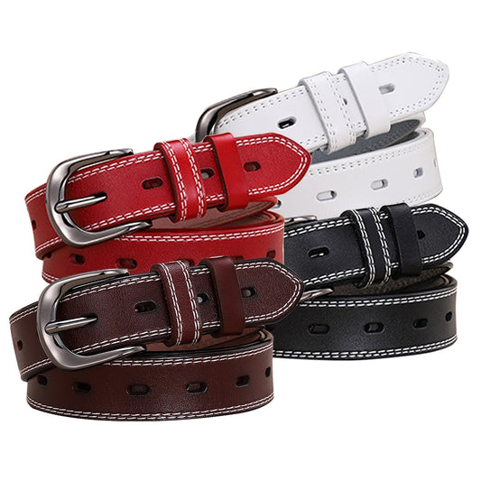 Leather Belts with Alloy Pin Buckle Design