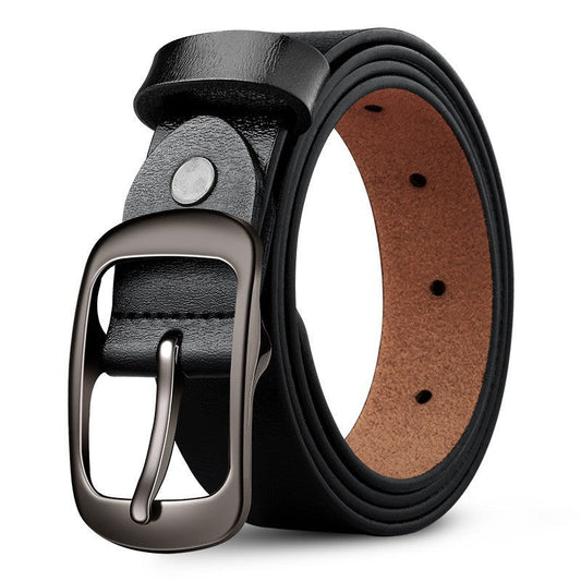 Leather Pin Buckle Top Layer Belt