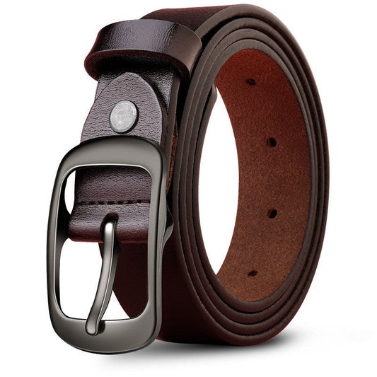 Leather Pin Buckle Top Layer Belt