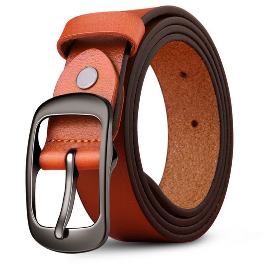 Leather Pin Buckle Top Layer Belt