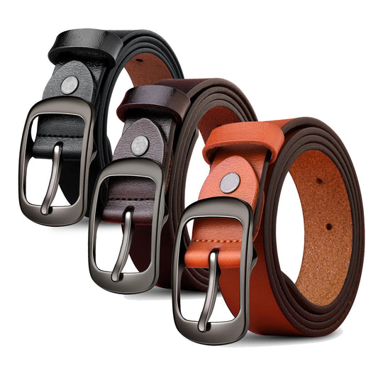 Leather Pin Buckle Top Layer Belt