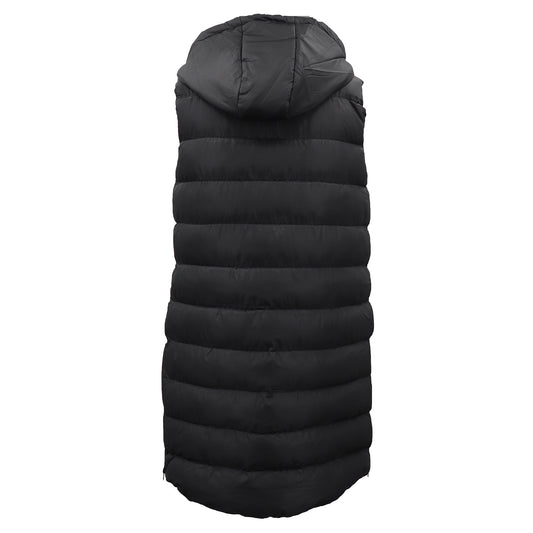 Longline Padded Vest Hooded Puffy Jacket