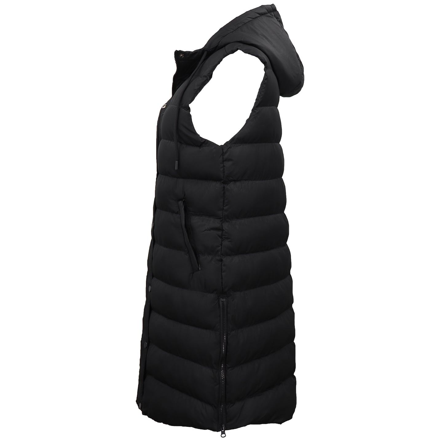 Longline Padded Vest Hooded Puffy Jacket