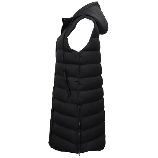 Longline Padded Vest Hooded Puffy Jacket