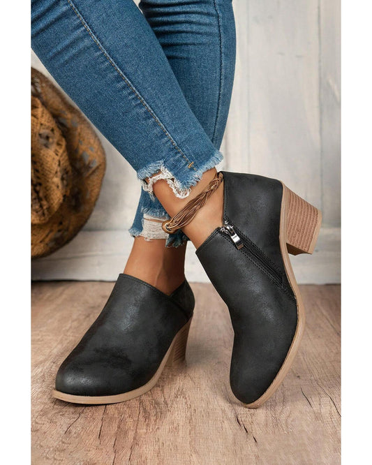 Tulip Opening Suede Ankle Boots