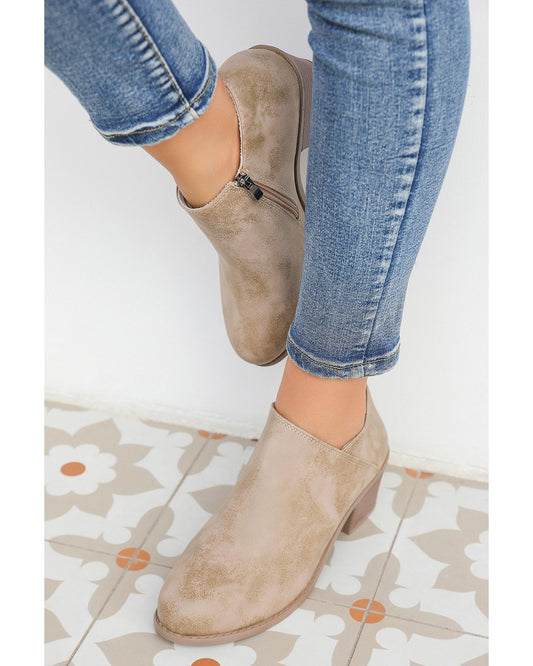 Tulip Opening Suede Ankle Boots