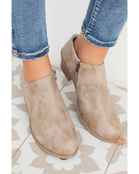 Tulip Opening Suede Ankle Boots