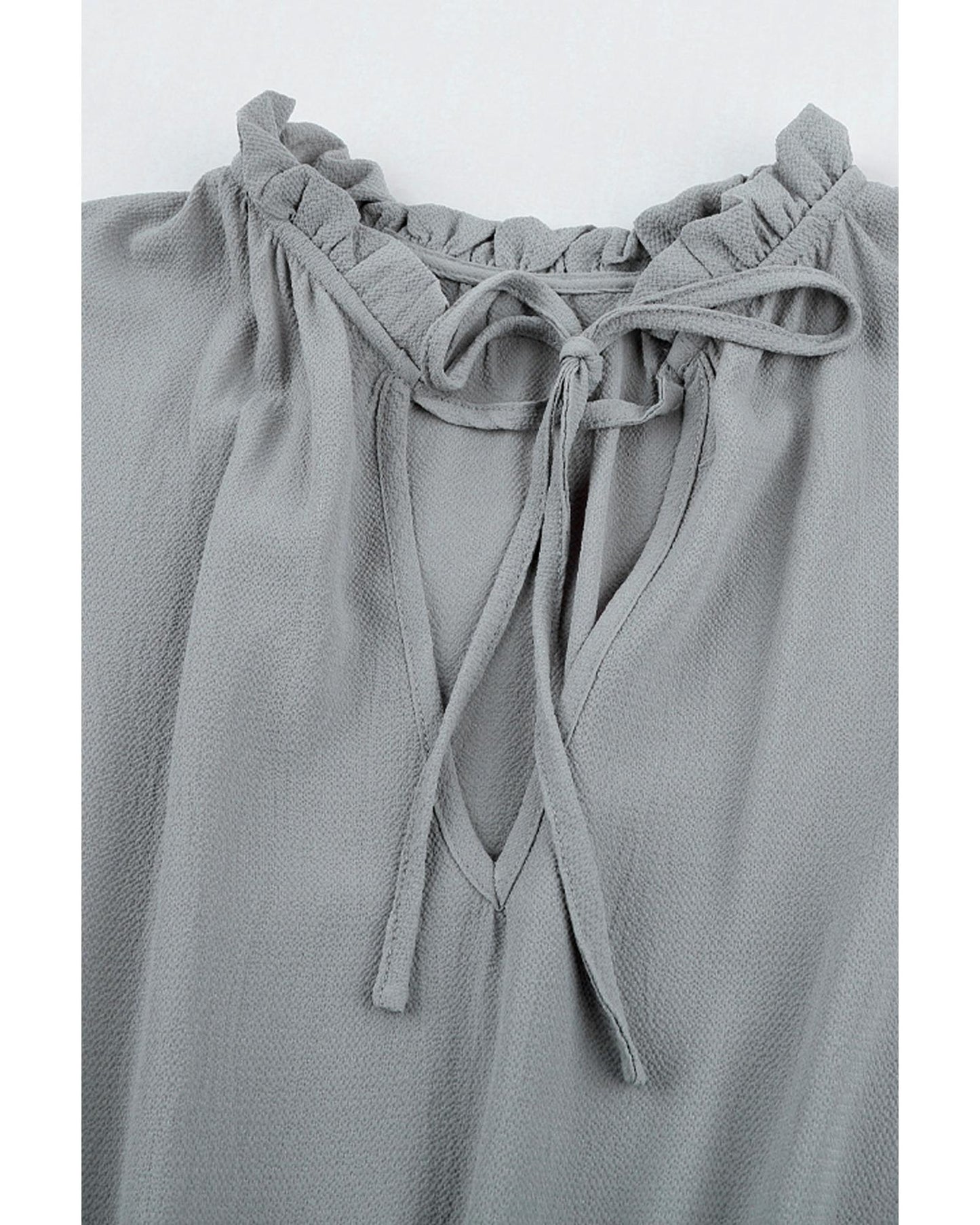 Gray V Neck Long Sleeve Ruffle Tiered Mini Dress