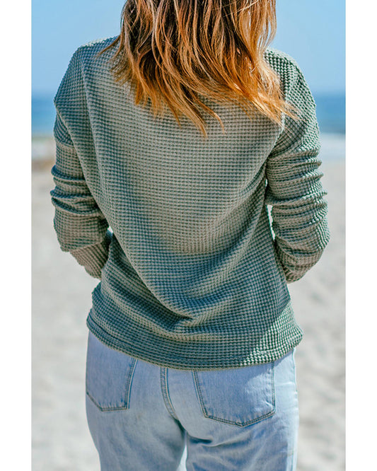 AZURA EXCHANGE Waffle Knit Long Sleeve Top