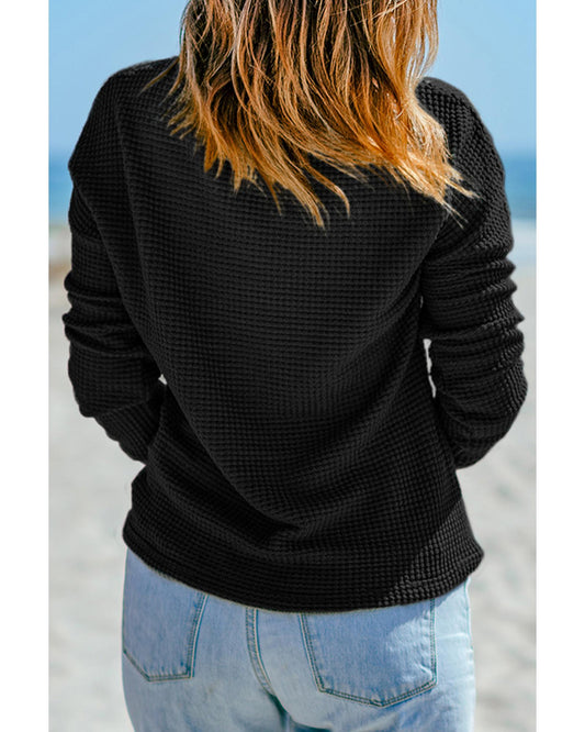 AZURA EXCHANGE Waffle Knit Long Sleeve Top