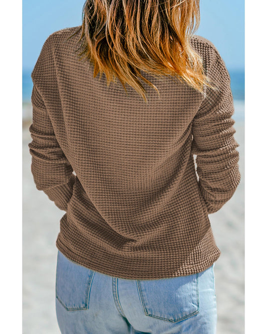 AZURA EXCHANGE Waffle Knit Long Sleeve Top