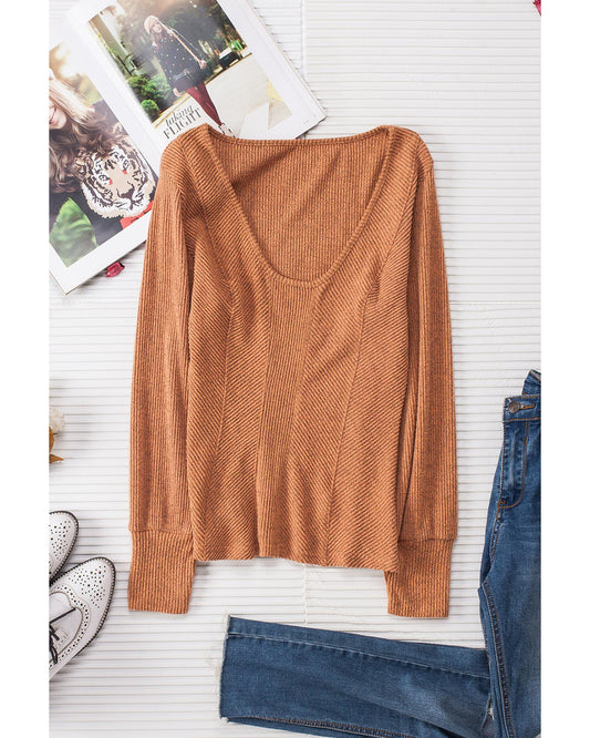 AZURA EXCHANGE U-Neck Textured Top