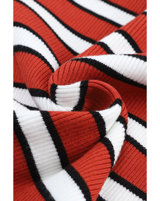 AZURA EXCHANGE Striped Ribbed Knit Slim Fit Top