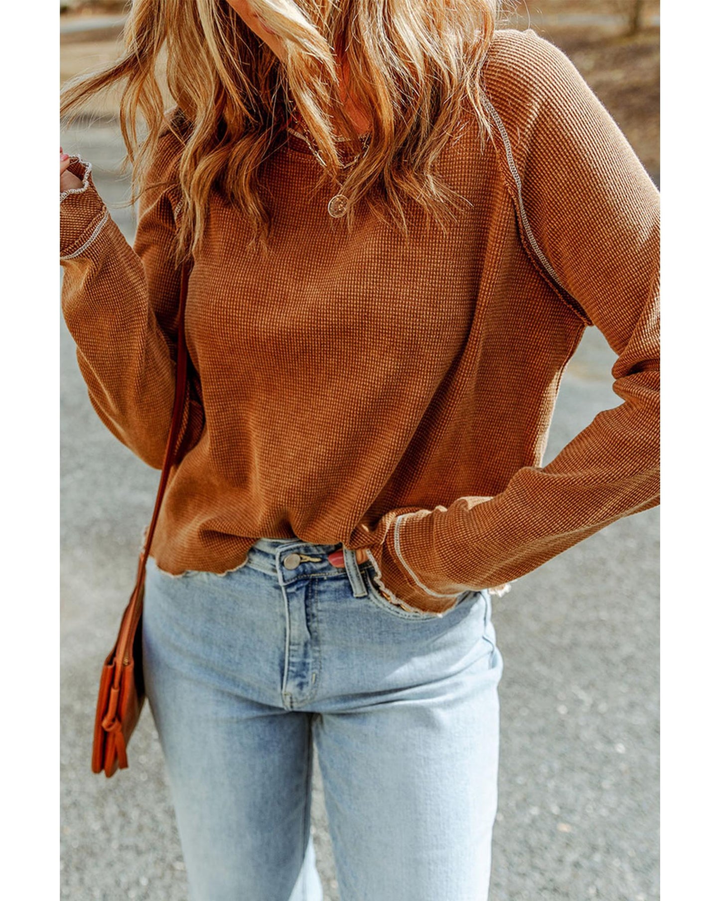 AZURA EXCHANGE Textured Long Sleeve Top