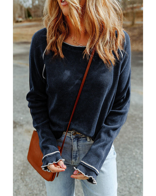 AZURA EXCHANGE Textured Long Sleeve Top