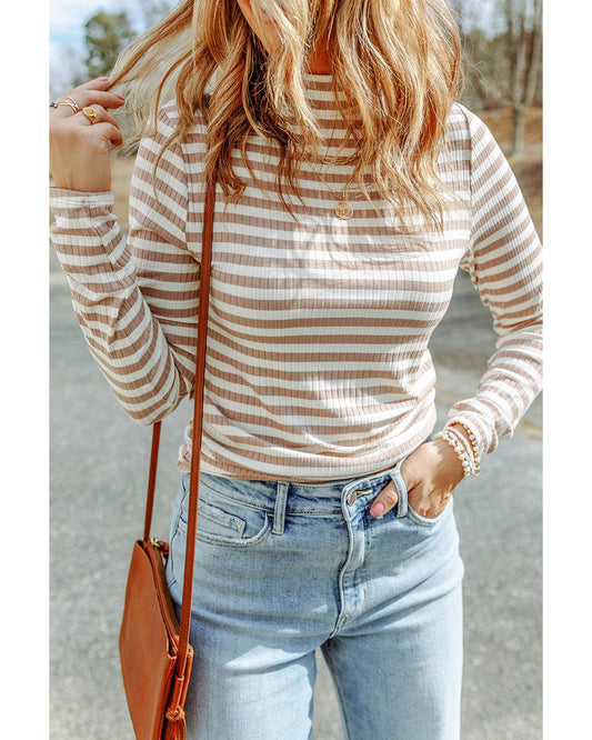 AZURA EXCHANGE Striped Knit Long-Sleeve Tee