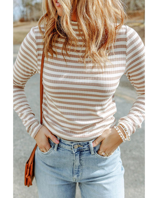 AZURA EXCHANGE Striped Knit Long-Sleeve Tee
