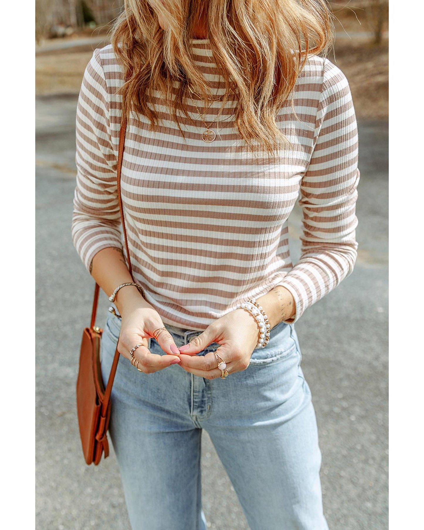 AZURA EXCHANGE Striped Knit Long-Sleeve Tee
