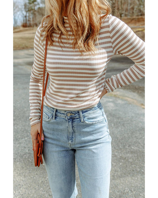 AZURA EXCHANGE Striped Knit Long-Sleeve Tee