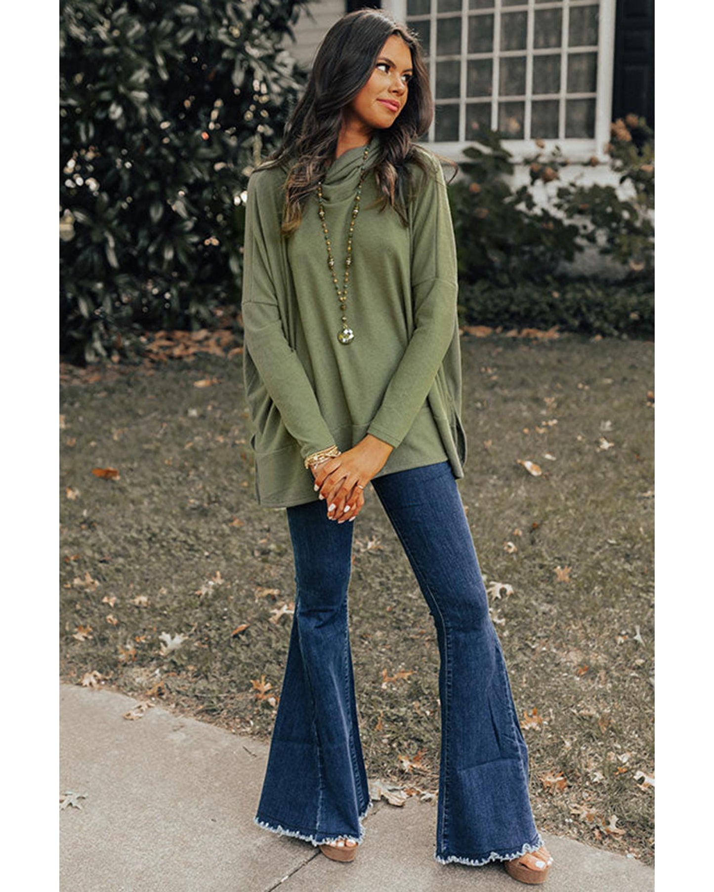 Cowl Neck Shift Tunic Top