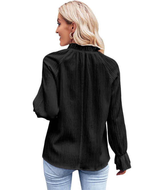 AZURA EXCHANGE Frilled Mock Neck Blouse