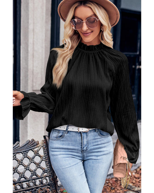 AZURA EXCHANGE Frilled Mock Neck Blouse