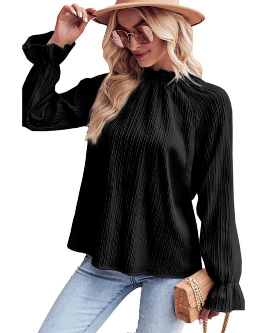 AZURA EXCHANGE Frilled Mock Neck Blouse