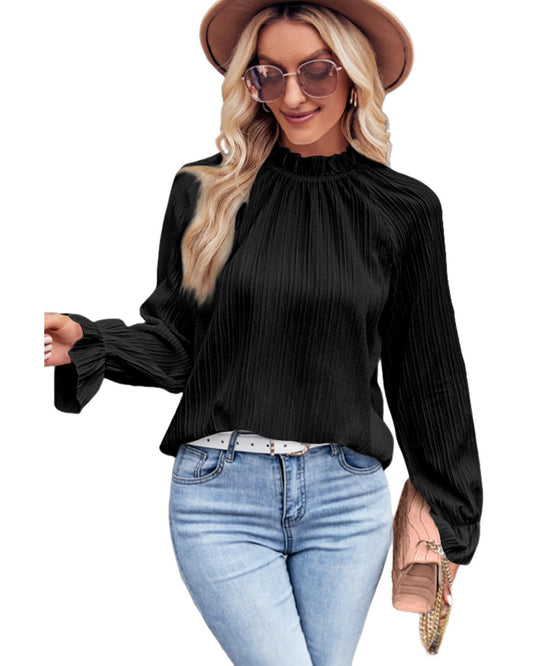 AZURA EXCHANGE Frilled Mock Neck Blouse