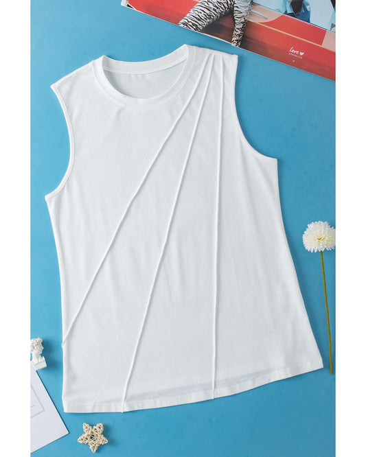 AZURA EXCHANGE Crew Neck Pleated Tank Top