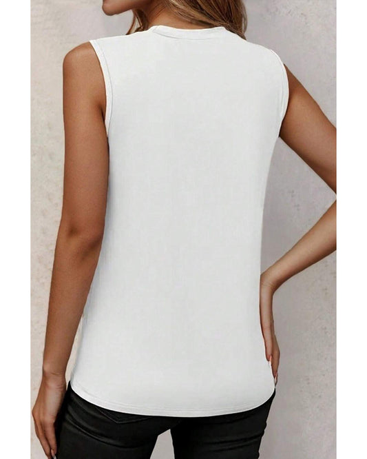 AZURA EXCHANGE Crew Neck Pleated Tank Top