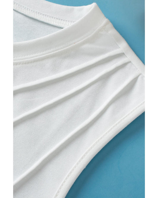 AZURA EXCHANGE Crew Neck Pleated Tank Top