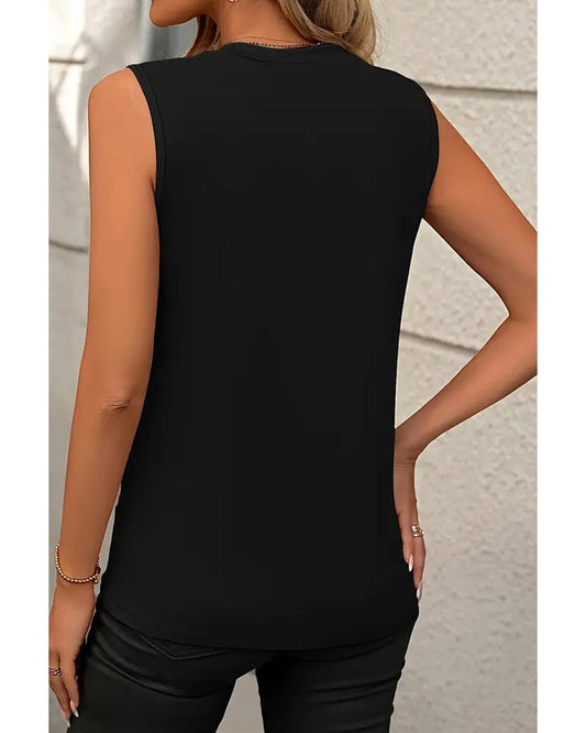 AZURA EXCHANGE Crew Neck Pleated Tank Top