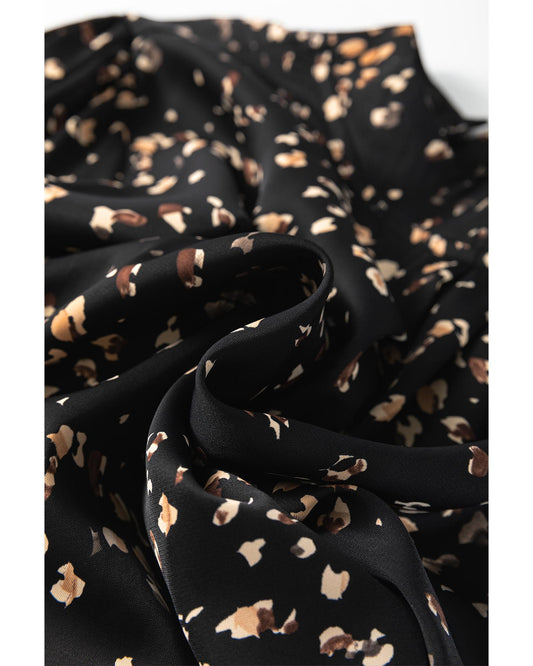 Black Leopard Print Lantern Sleeve Blouse