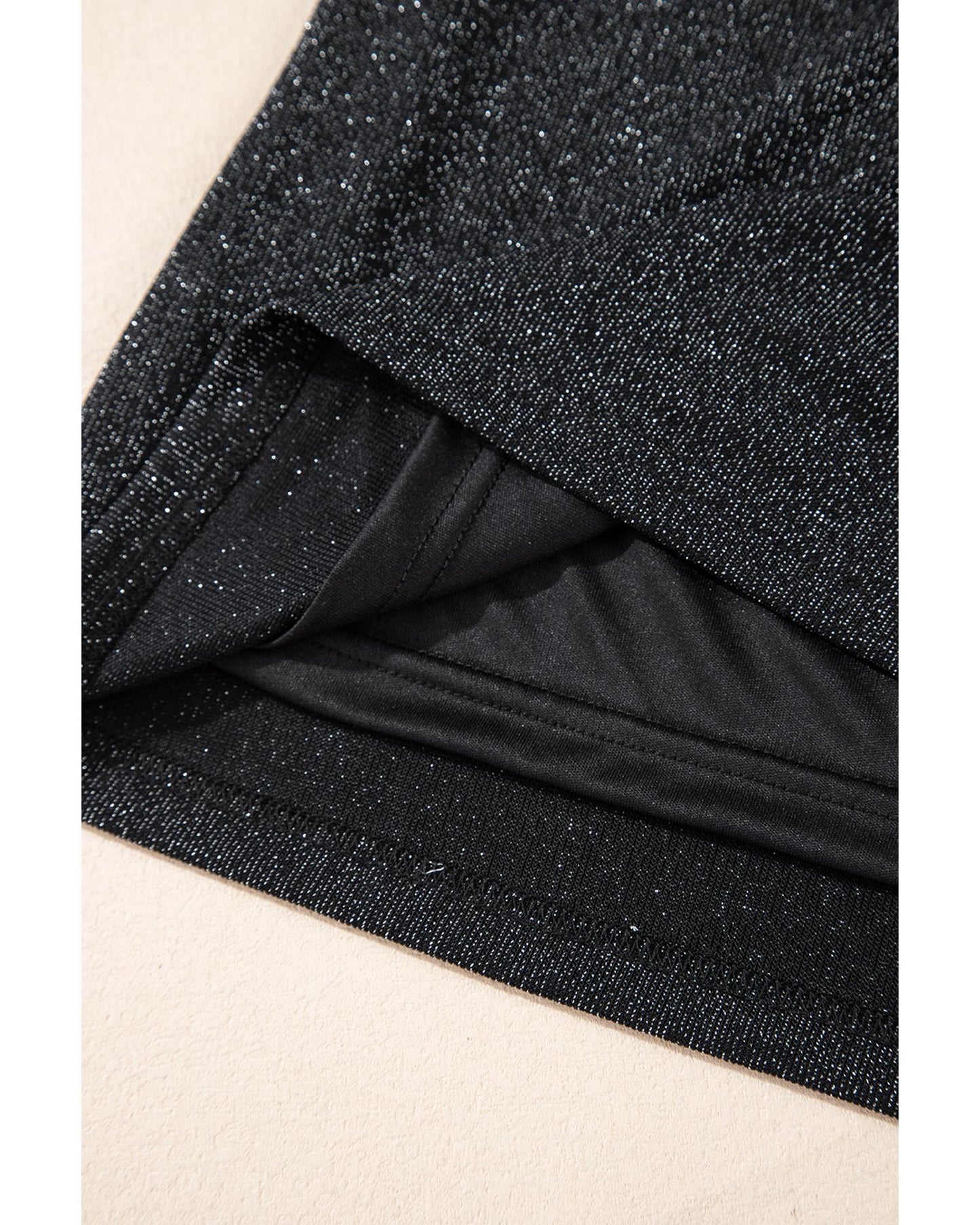 Black Metallic Bowknot Open Back V-Neck Top