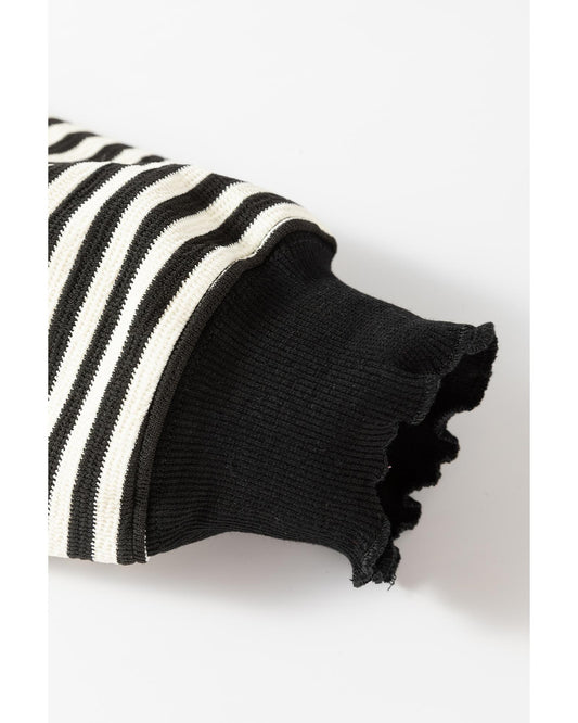 Loose Drop Shoulder Long Sleeve Stripe Top