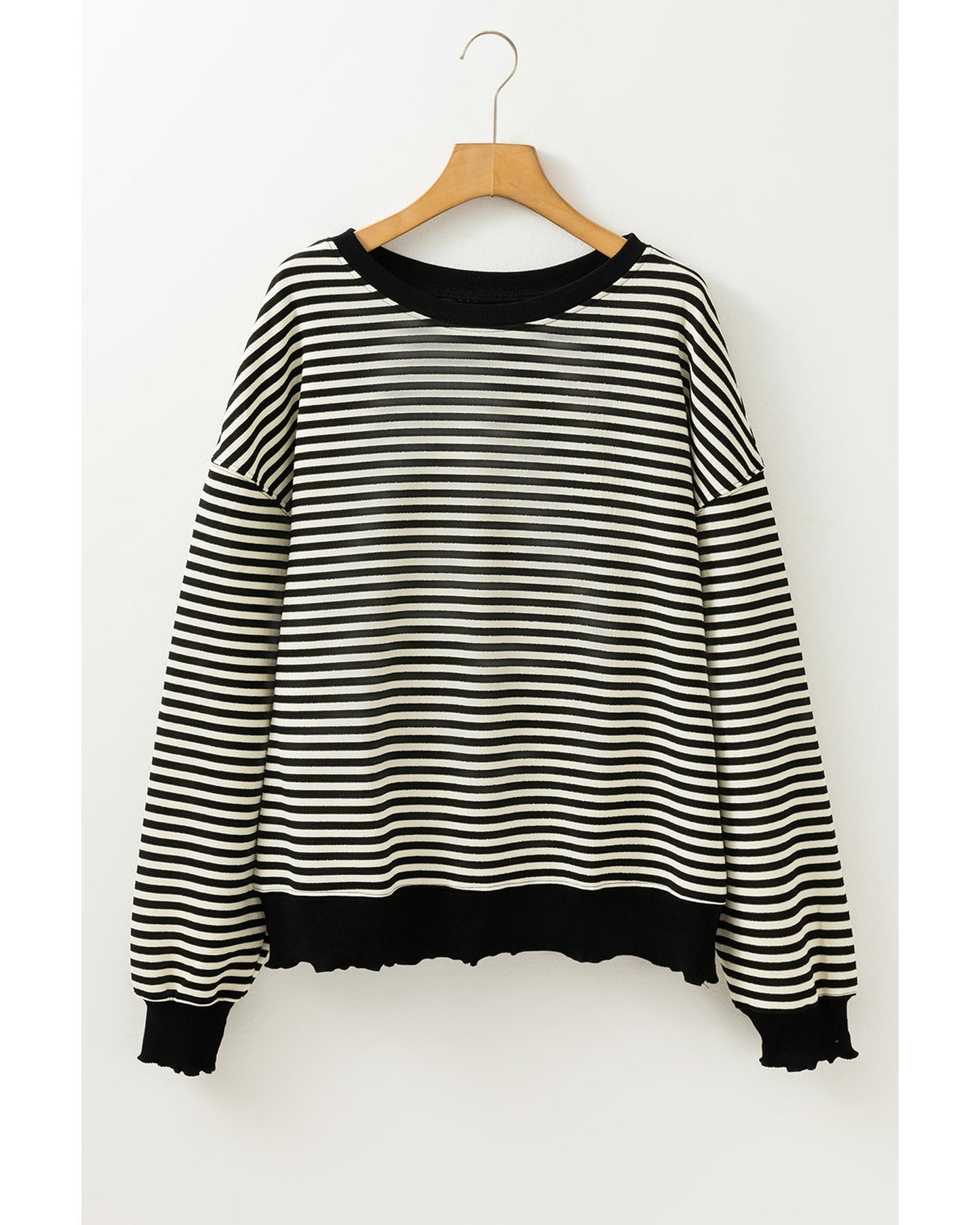 Loose Drop Shoulder Long Sleeve Stripe Top