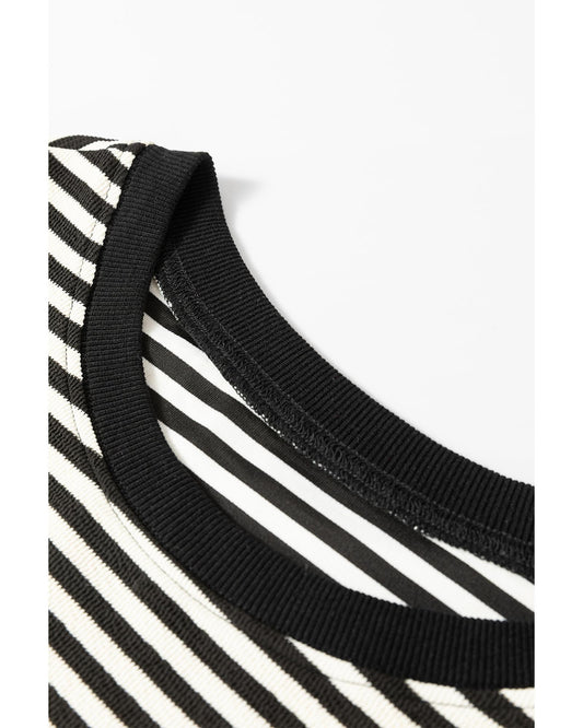 Loose Drop Shoulder Long Sleeve Stripe Top